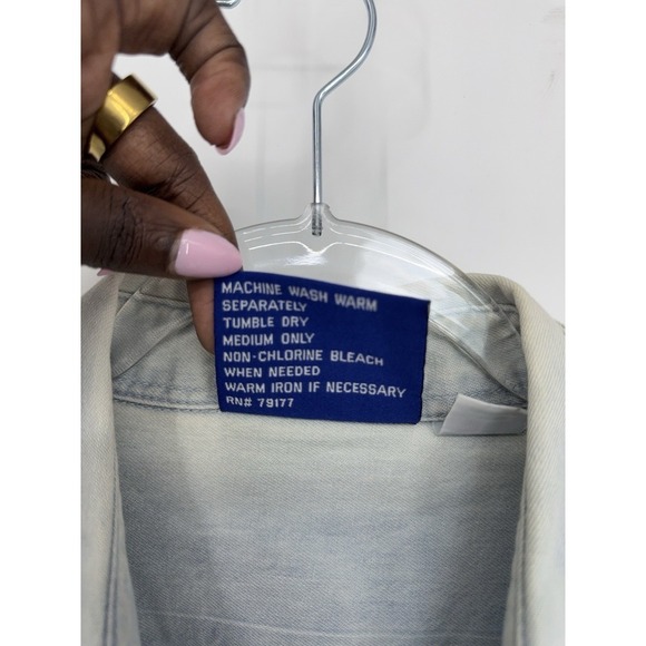 Vintage 80s 90s Hard Rock Cafe Washington D.C Denim Shirt Embroidered Size L - Picture 5 of 10